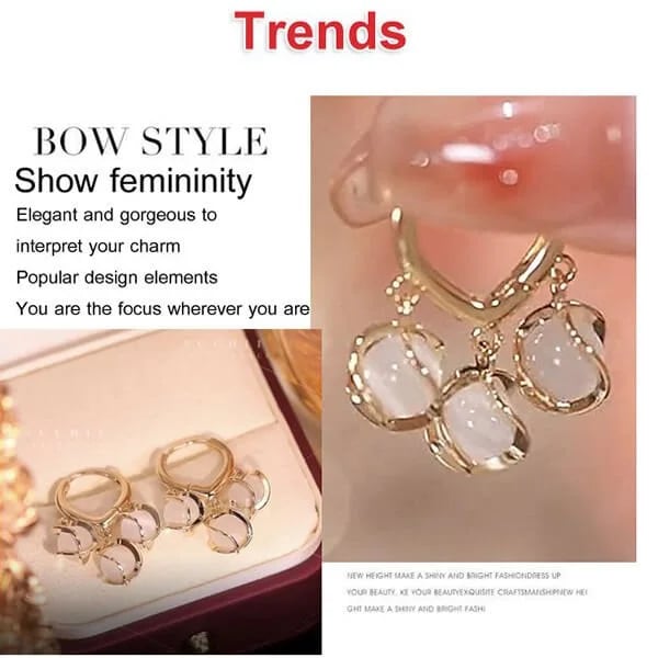 🔥Hot Sale🔥Bellflower Cat's Eye Stone Earrings - newbeew
