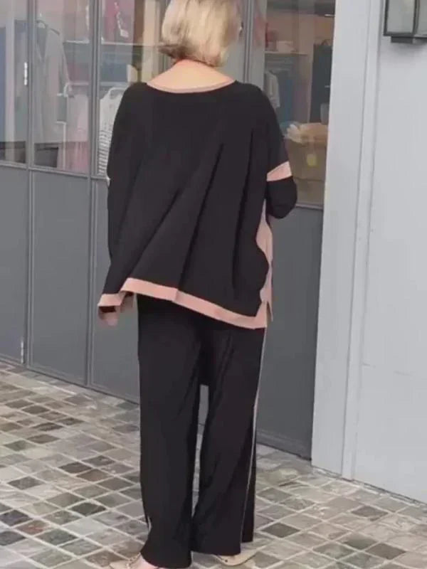 🎁Hot Sale 40% OFF⏳Summer V-neck Patchwork 3/4 Sleeve Two Piece Set