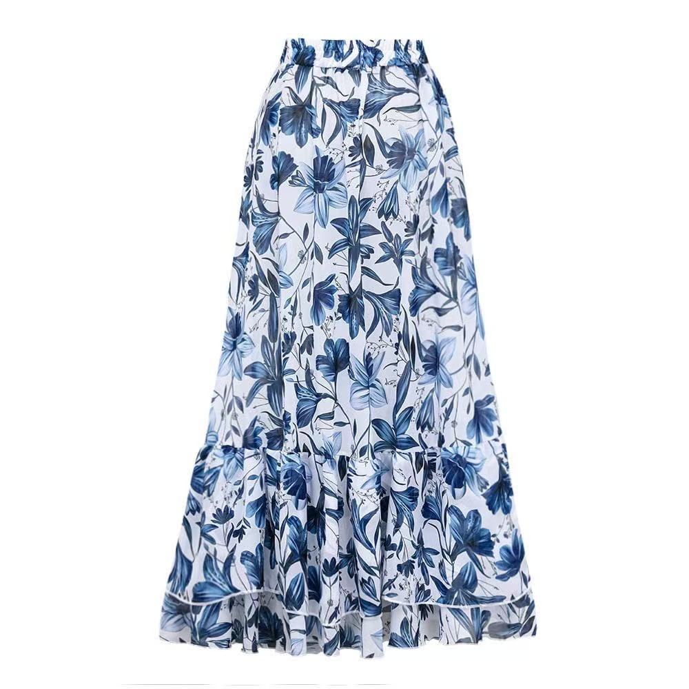 š„ Special Sale 49% OFFš©±V Neck Lace Up Printed One Piece Swimsuit and Skirt