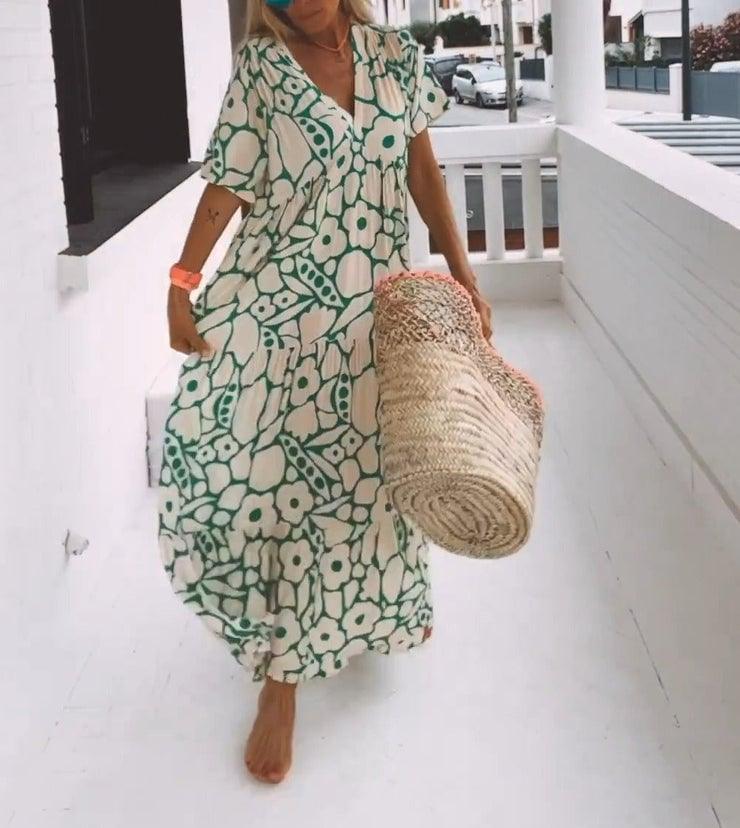 💖Hot Sale 48% OFF-🎁2024 Summer New Short-sleeved Printed Dress