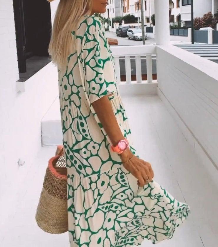 💖Hot Sale 48% OFF-🎁2024 Summer New Short-sleeved Printed Dress