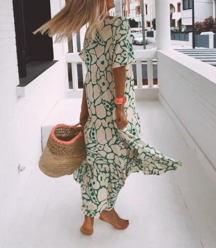 💖Hot Sale 48% OFF-🎁2024 Summer New Short-sleeved Printed Dress