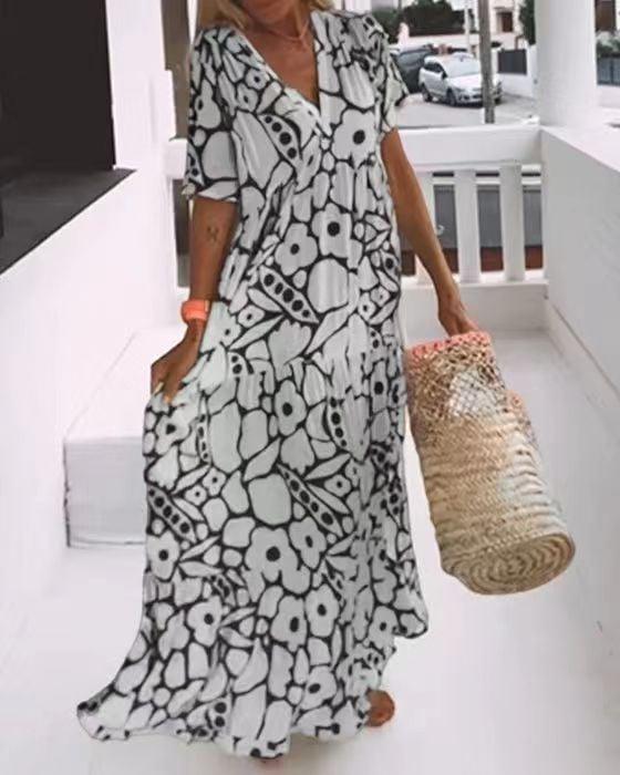 💖Hot Sale 48% OFF-🎁2024 Summer New Short-sleeved Printed Dress