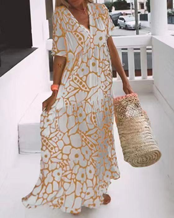 💖Hot Sale 48% OFF-🎁2024 Summer New Short-sleeved Printed Dress
