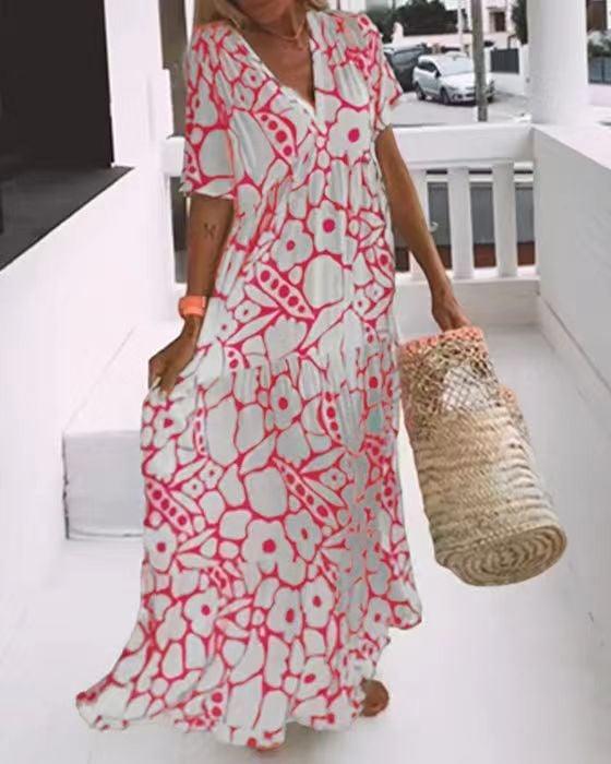 💖Hot Sale 48% OFF-🎁2024 Summer New Short-sleeved Printed Dress
