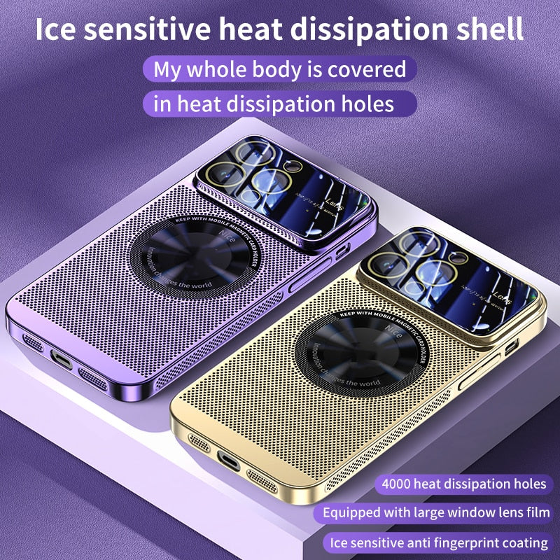 🎁Hot Sale 40% OFF⏳Electroplating Heat Dissipation Magnetic Large Window Phone Case
