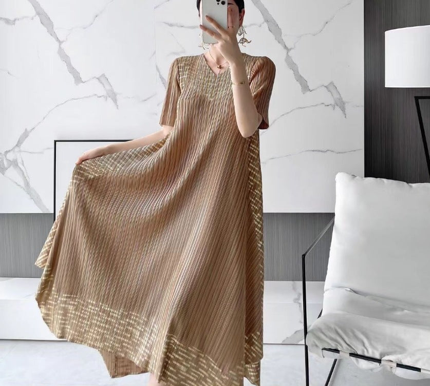 🎁Limited Time 40% OFF⏳Miyake Vintage Print Pleated Dress🌸