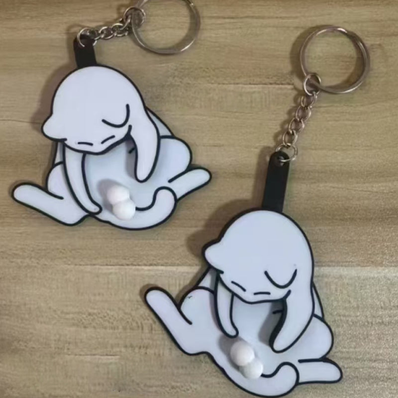 Cute Rotating Cat Keychain with Pull-Out