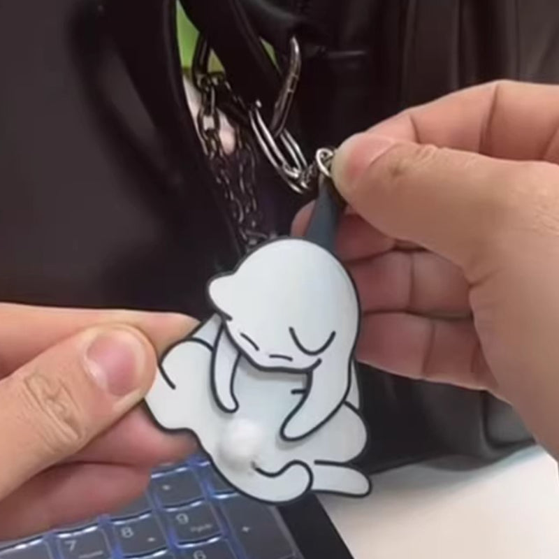Cute Rotating Cat Keychain with Pull-Out