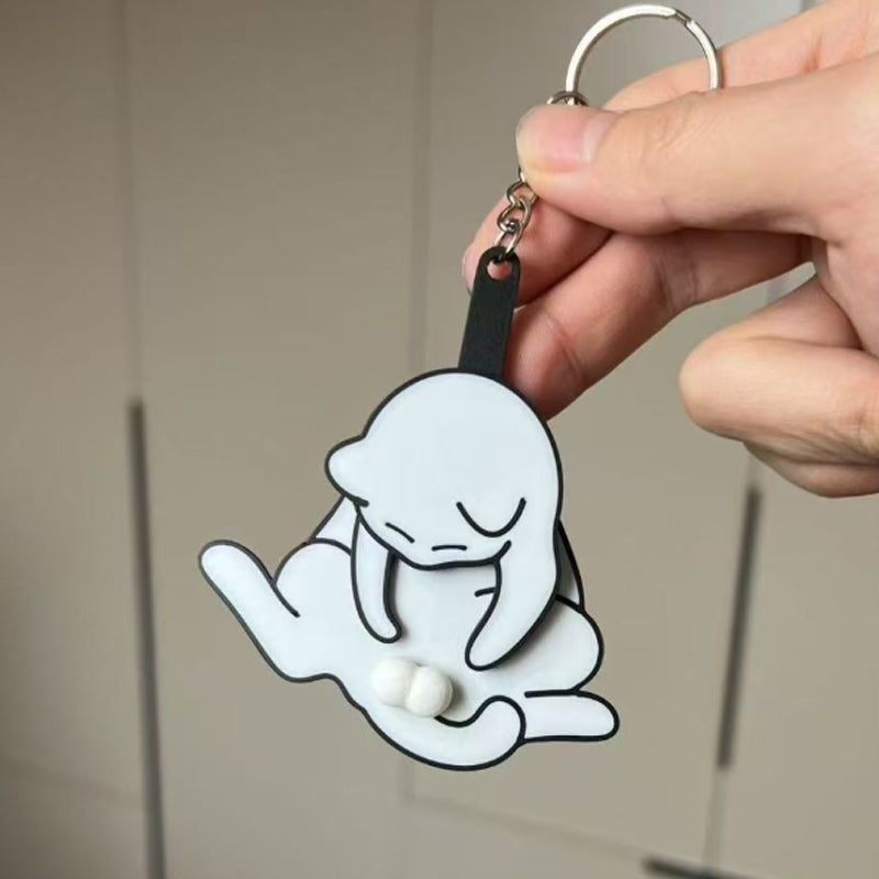 Cute Rotating Cat Keychain with Pull-Out