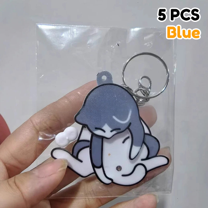 Cute Rotating Cat Keychain with Pull-Out