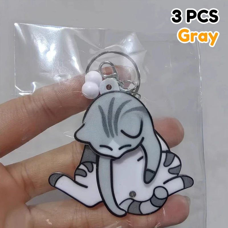 Cute Rotating Cat Keychain with Pull-Out