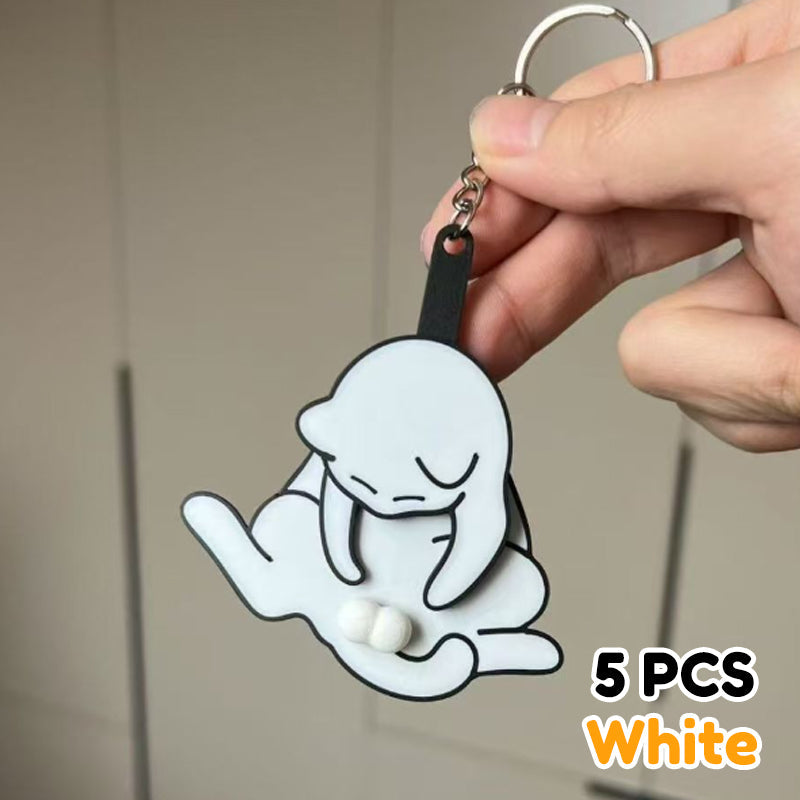 Cute Rotating Cat Keychain with Pull-Out