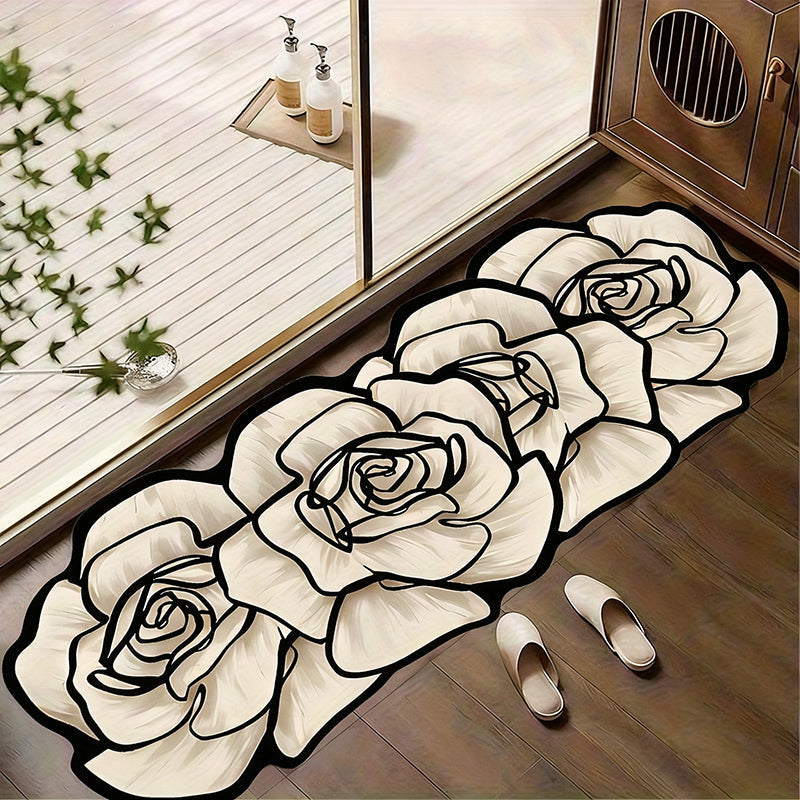 Flower Pattern Quick-Dry Bathroom Mat