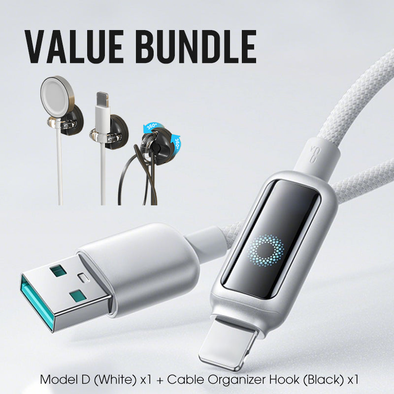 Value Bundle: Smart Power-Off Fast Charging Cable + Cable Organizer Hook