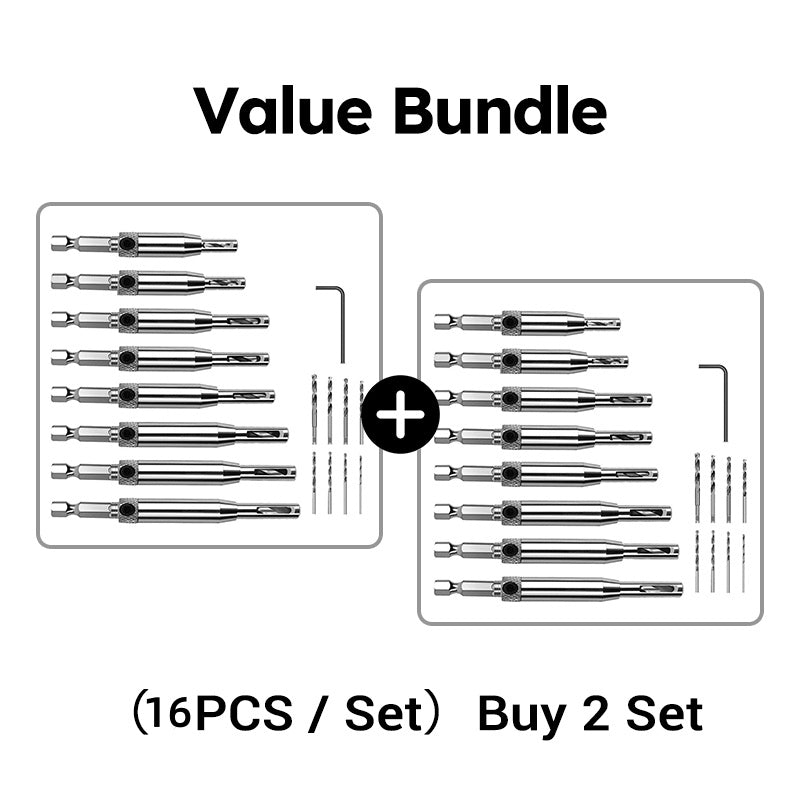 Self-Centering Hinge Drill Bit Set