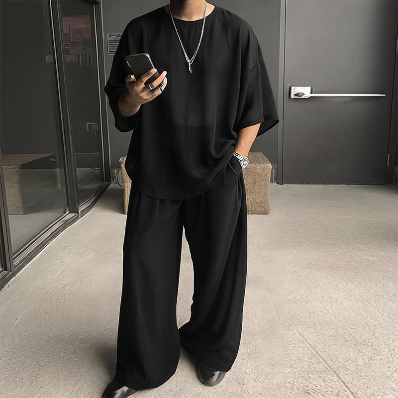 ๐ 50% OFF NOW! ๐ Men's Casual Loose T-shirt & Wide Pants 2-Piece Set โ Streetwear Matching Outfit โ Daily Lounge & Comfortable Fit ๐