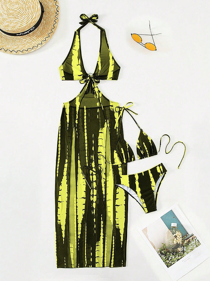๐ LIMITED-TIME 50% OFF! โจ Striped Two-Piece Swimsuit โ Bow Neck, Ring Detail, High Stretch ๐
