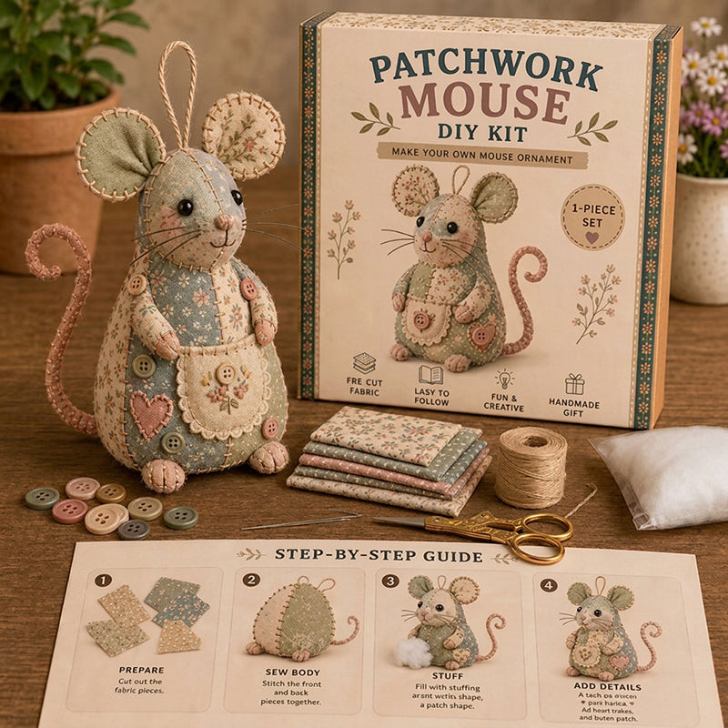 ⏳LIMITED TIME SALE 50% OFF🐭🧵Handcrafted Vintage Mouse Plush Sewing Kit