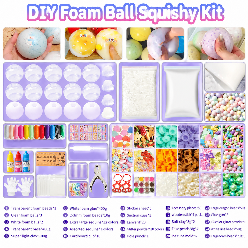 ⏰💞50K+ SOLD! 🧪DIY Squeeze Ball Making Kit – mix colorful clay & sparkling fillers, leak-proof slow-rising fun. No-mess craft for kids! 🎨✅