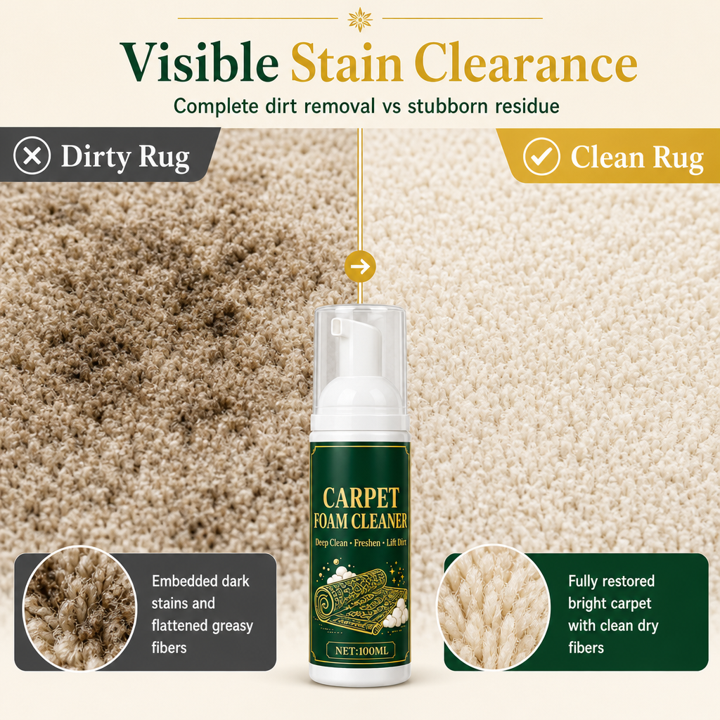 No-Rinse Carpet Stain and Oil Remover Foam Cleaner
