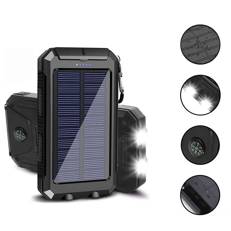 Solar Power Bank with LED Flashlight