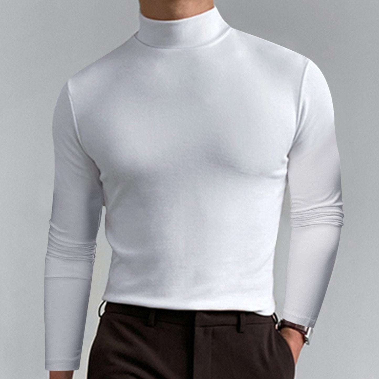 🎁Clearance Sale 49% OFF⏳Mens High Neck Slim Fit Long Sleeve T-shirt