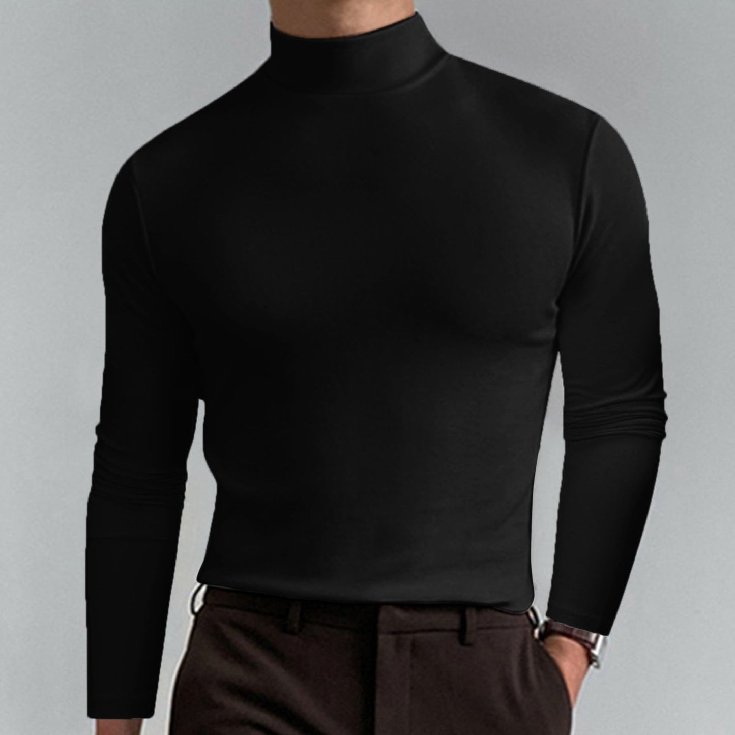 🎁Clearance Sale 49% OFF⏳Mens High Neck Slim Fit Long Sleeve T-shirt