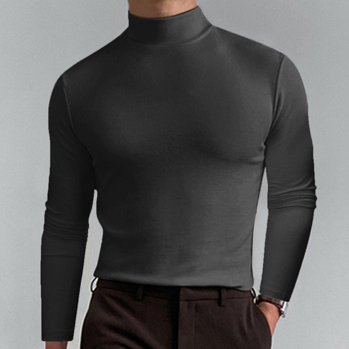 🎁Clearance Sale 49% OFF⏳Mens High Neck Slim Fit Long Sleeve T-shirt