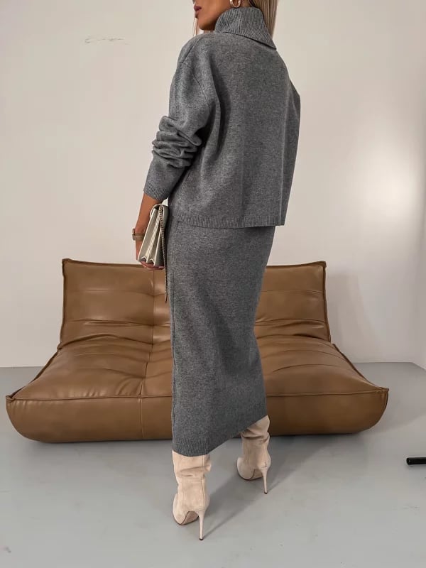 🎁New Year Sale 49% OFF⏳Midi Dress and Turtle Neck Sweater Set