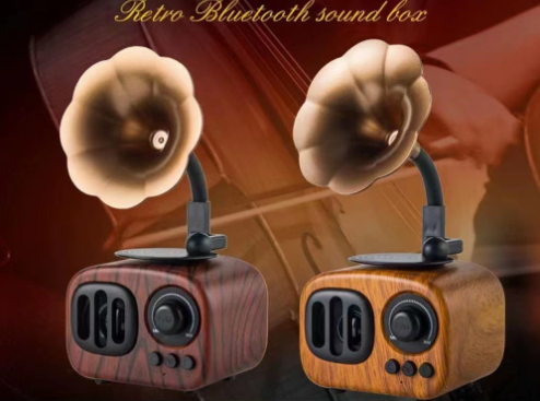 🎁Hot Sale 49% OFF⏳Vintage Wooden Gramophone Bluetooth Speaker