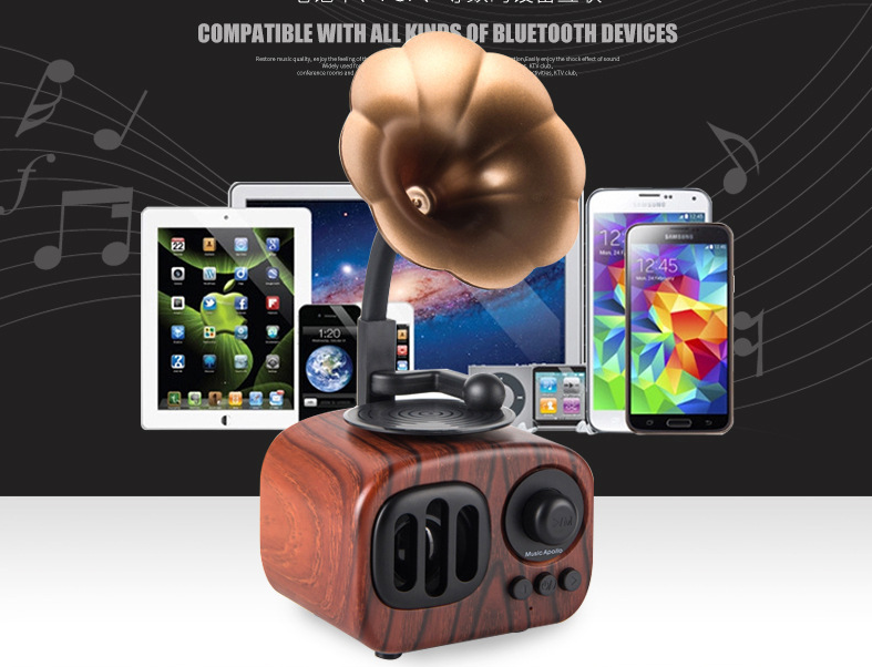 🎁Hot Sale 49% OFF⏳Vintage Wooden Gramophone Bluetooth Speaker