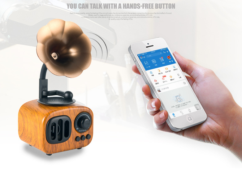 🎁Hot Sale 49% OFF⏳Vintage Wooden Gramophone Bluetooth Speaker