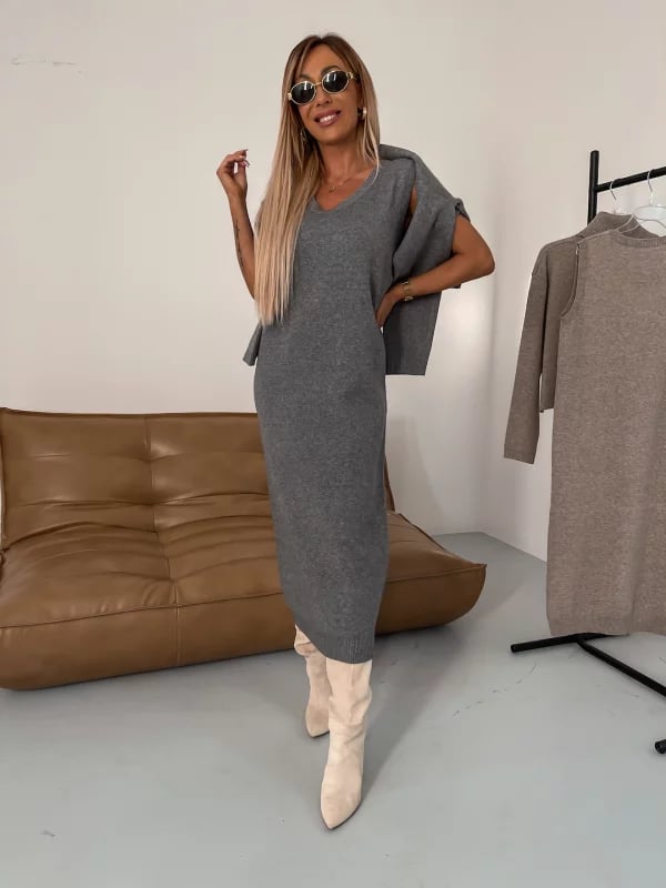 🎁New Year Sale 49% OFF⏳Midi Dress and Turtle Neck Sweater Set