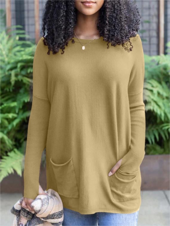 🎁Hot Sale 49% OFF⏳LONG SLEEVE THUMBHOLE SWEATER POCKET TUNIC