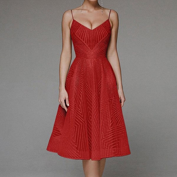 🎁Hot Sale 49% OFF⏳Fashion V-neck Sling A-line dress