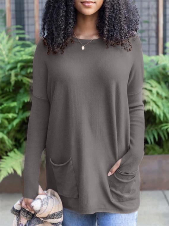 🎁Hot Sale 49% OFF⏳LONG SLEEVE THUMBHOLE SWEATER POCKET TUNIC