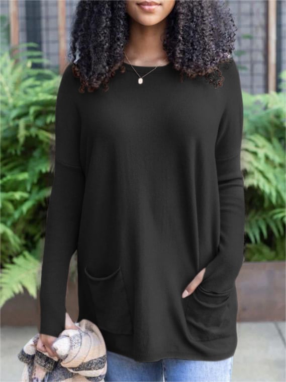 🎁Hot Sale 49% OFF⏳LONG SLEEVE THUMBHOLE SWEATER POCKET TUNIC