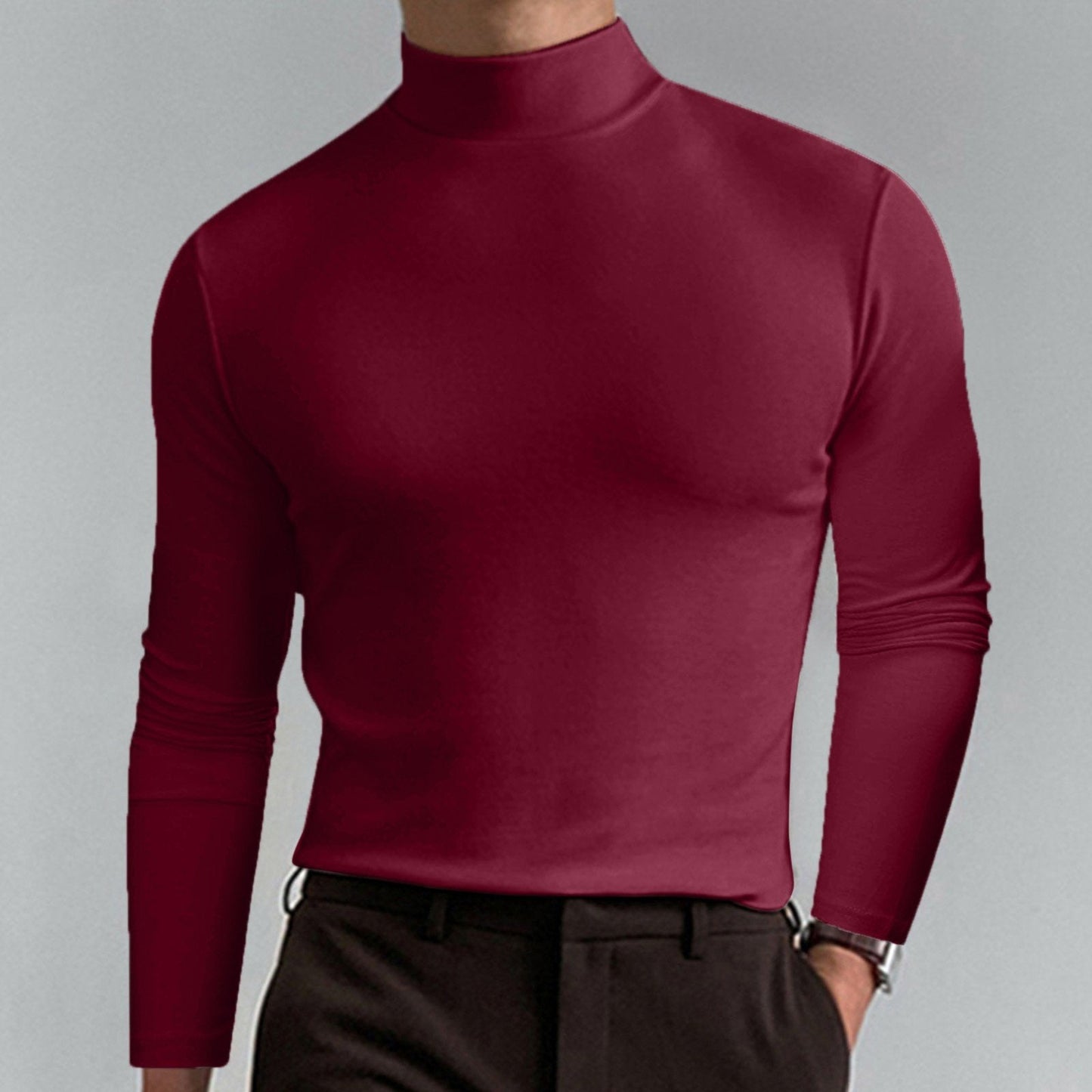 🎁Clearance Sale 49% OFF⏳Mens High Neck Slim Fit Long Sleeve T-shirt