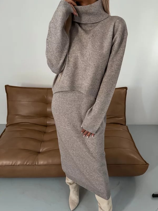 🎁New Year Sale 49% OFF⏳Midi Dress and Turtle Neck Sweater Set