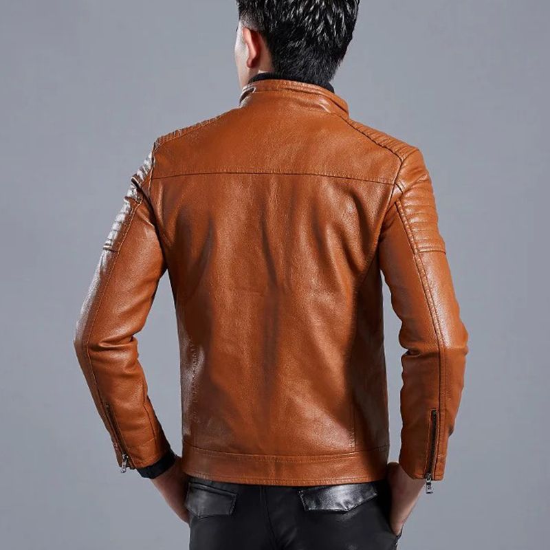 🎁Hot Sale 49% OFF⏳Men’s Stand Collar Biker Leather Jacket