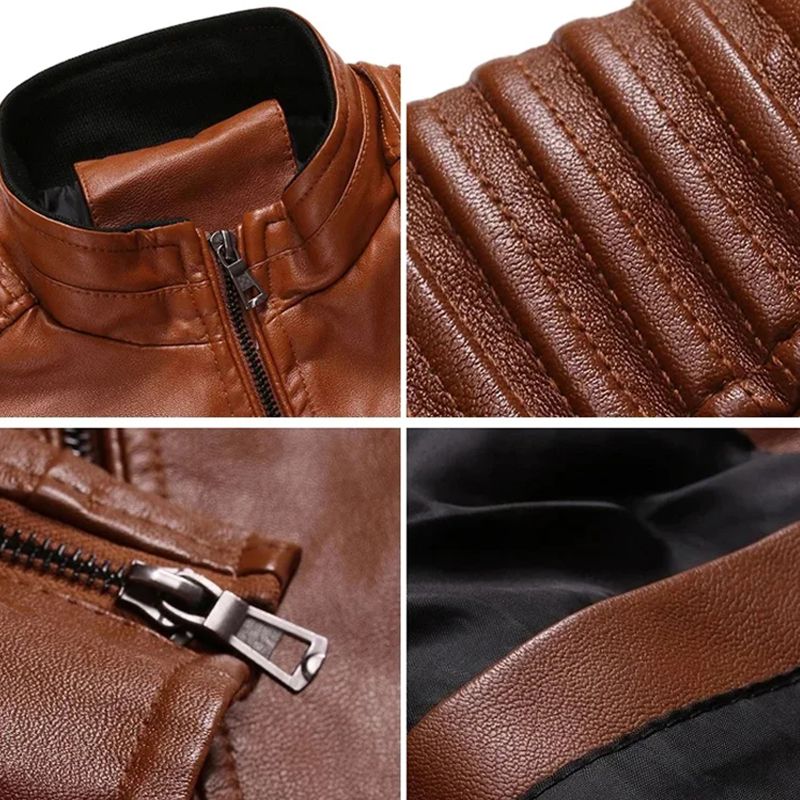 🎁Hot Sale 49% OFF⏳Men’s Stand Collar Biker Leather Jacket