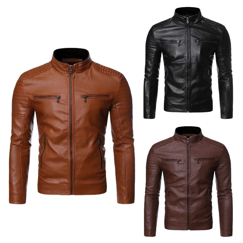 🎁Hot Sale 49% OFF⏳Men’s Stand Collar Biker Leather Jacket