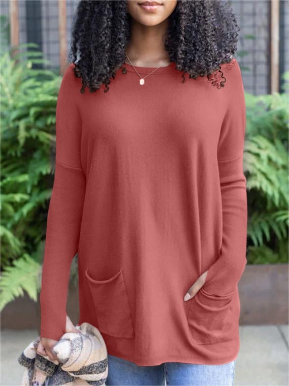 🎁Hot Sale 49% OFF⏳LONG SLEEVE THUMBHOLE SWEATER POCKET TUNIC