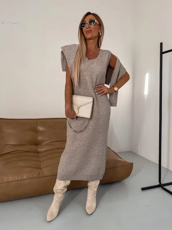 🎁New Year Sale 49% OFF⏳Midi Dress and Turtle Neck Sweater Set