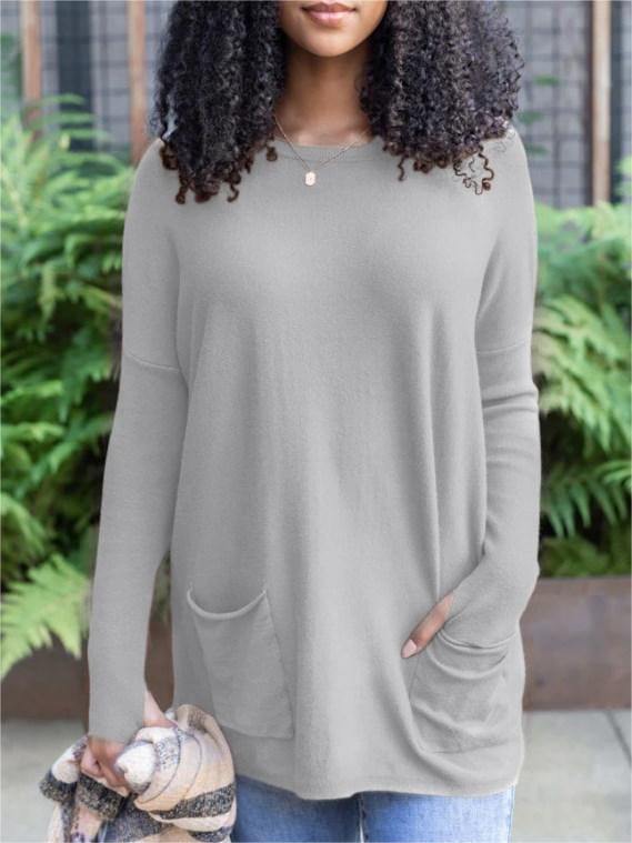 🎁Hot Sale 49% OFF⏳LONG SLEEVE THUMBHOLE SWEATER POCKET TUNIC