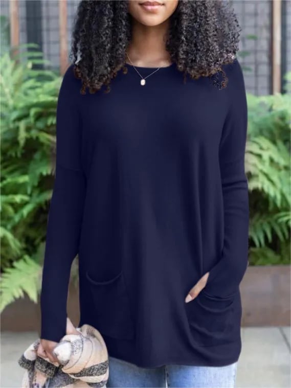 🎁Hot Sale 49% OFF⏳LONG SLEEVE THUMBHOLE SWEATER POCKET TUNIC