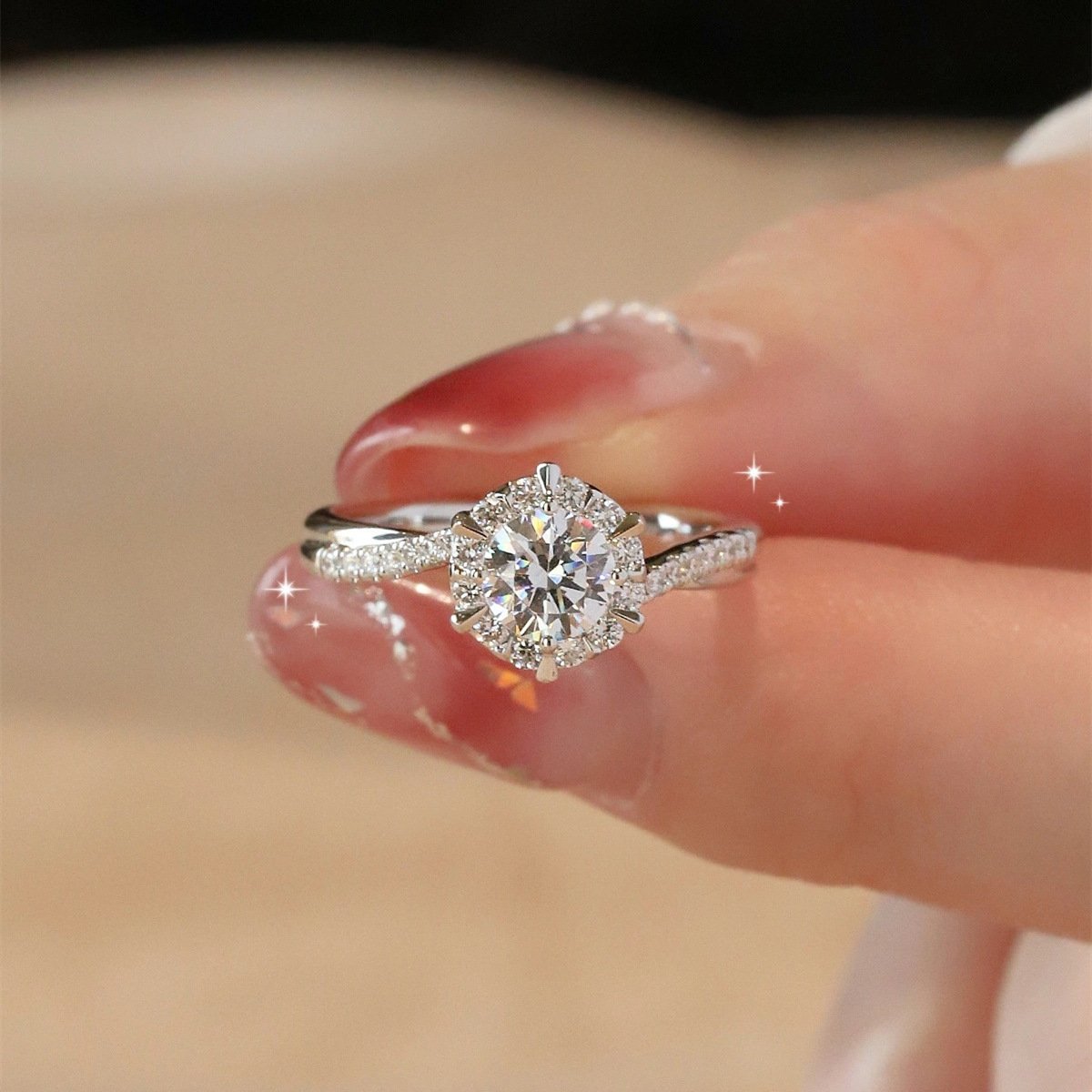 🎁Christmas Hot Sale🔥💕Moissanite from the Stars Ring👩Mother & Daughter👧 - newbeew