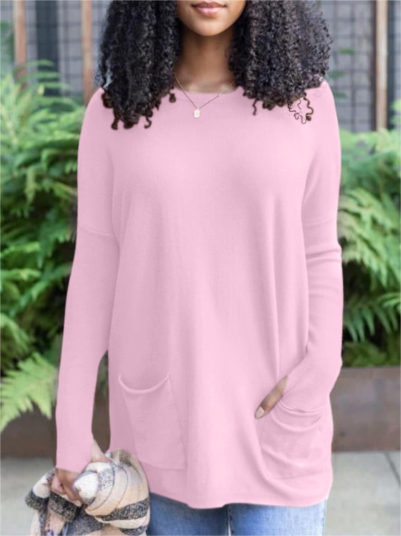 🎁Hot Sale 49% OFF⏳LONG SLEEVE THUMBHOLE SWEATER POCKET TUNIC