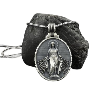 🎁New Year Sale 49% OFF⏳Pure Tin Miraculous Medal Virgin Mary Necklace